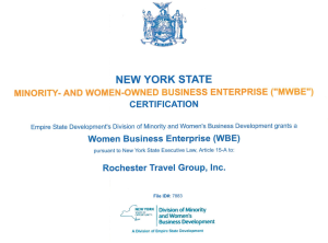 Rochester Travel Group New York State Women-Owned Business Certification